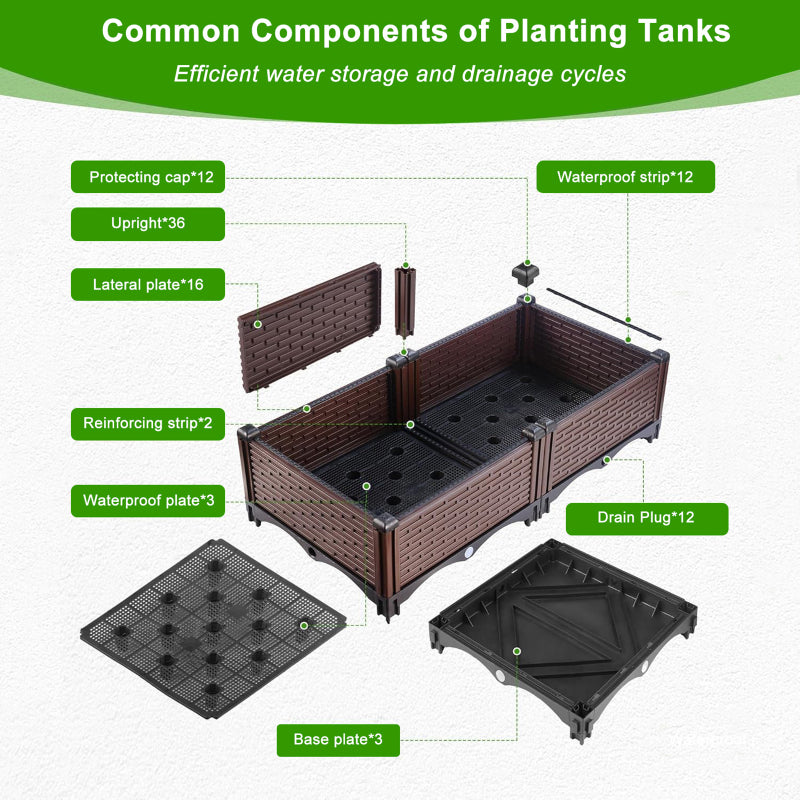 All-Weather Raised Planter Box for Patio with Drainage