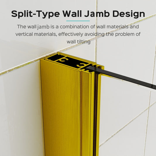 Frameless Folding Tub Door, Brushed Gold, 1/4" Tempered