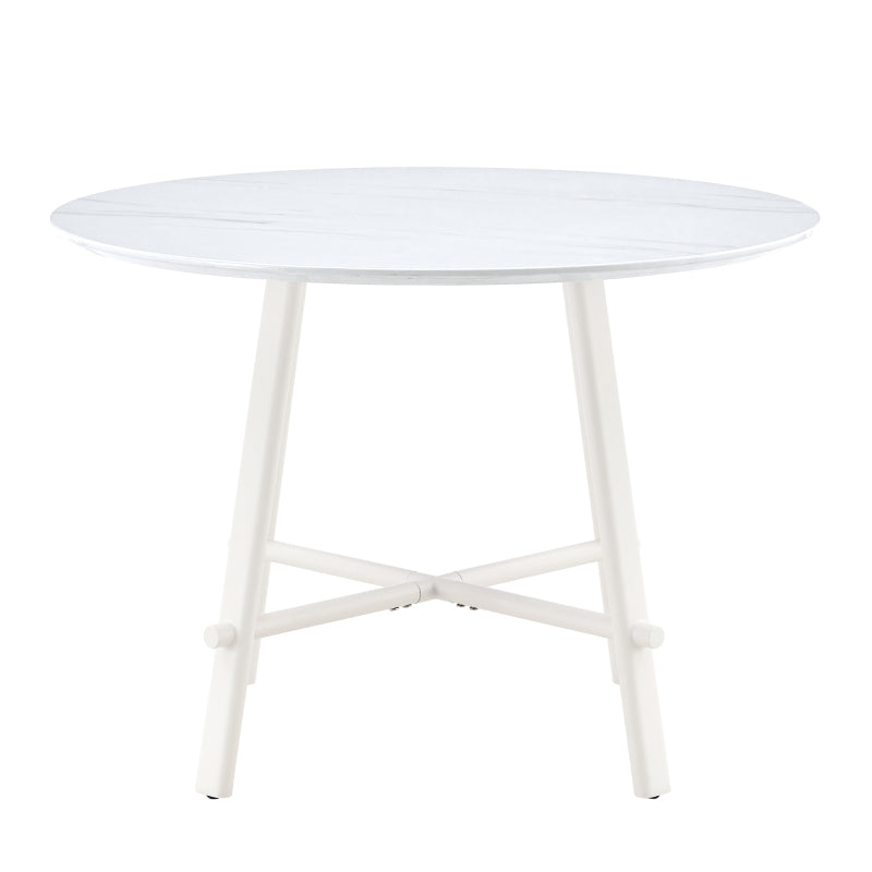 Modern Round Dining Table, Dining Room, 42-Inch White Top