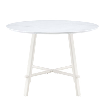 Modern Round Dining Table, Dining Room, 42-Inch White Top