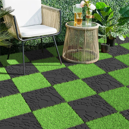 Stone-Texture Patio Deck Tiles for Porch & Balcony, DIY Snap