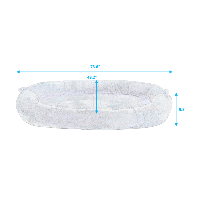 Human Dog Bed for Adult, Giant Extra Large Memory Foam Human Size Pet Bed for People, Fluffy Plush Dog Bed for Human with Storage Pocket  Cover Portable Handle Non-Slip Bottom