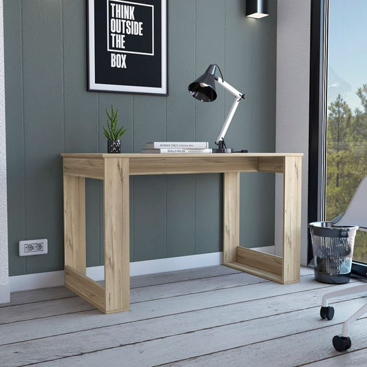 Modern Light Oak Writing Desk for Home Office, Spacious Top