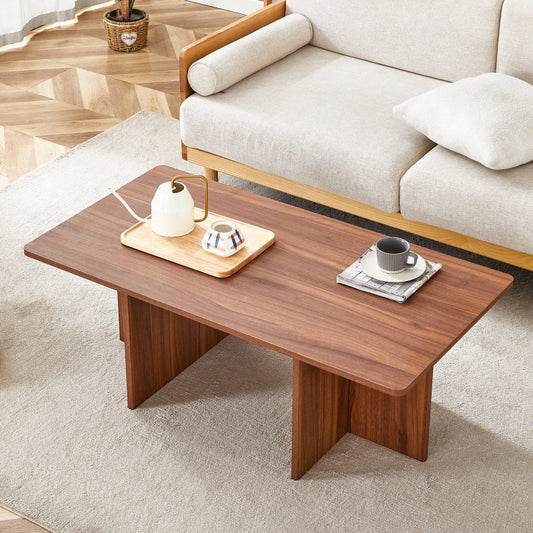 Modern Walnut Coffee Table, Living Room, Triangular Base