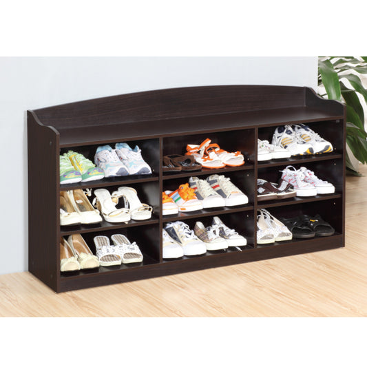 Modern Entryway Shoe Bench, Red Cocoa, Holds 18 Pairs