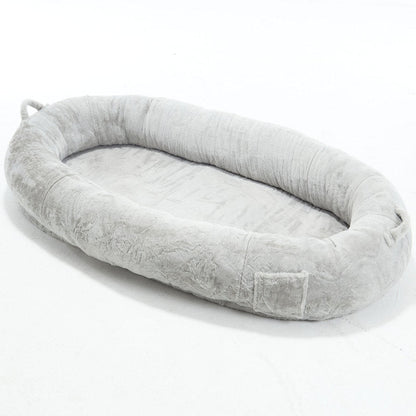 Human Dog Bed for Adult, Giant Extra Large Memory Foam Human Size Pet Bed for People, Fluffy Plush Dog Bed for Human with Storage Pocket  Cover Portable Handle Non-Slip Bottom