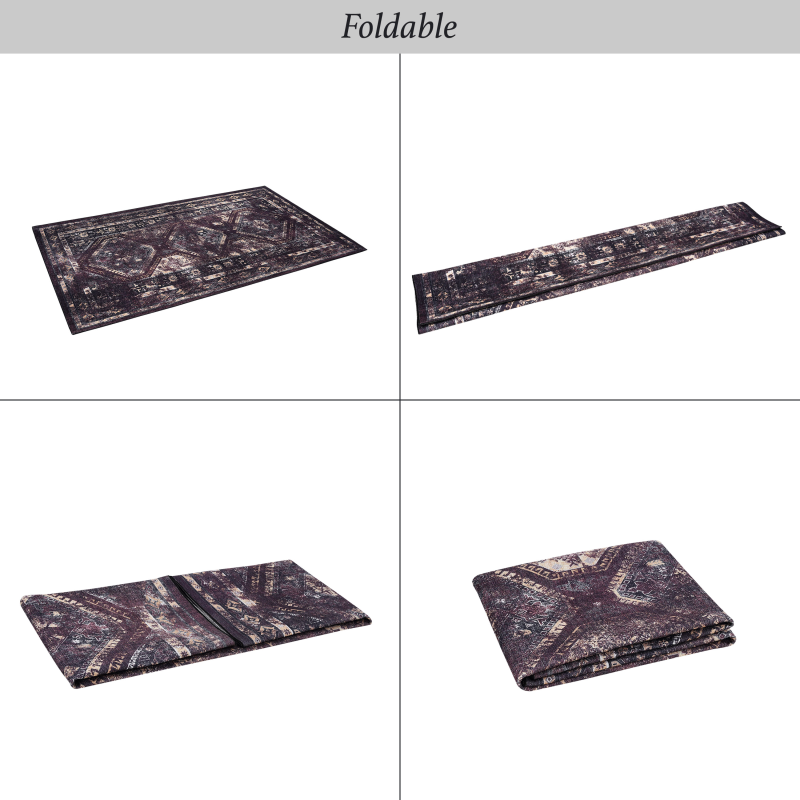 NAAR MAVAL Washable 2x3 Entryway Doormat, Black/Burgundy