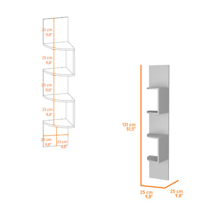 Rosebud Modern Corner Floating Shelf, Living Room 4-Tier