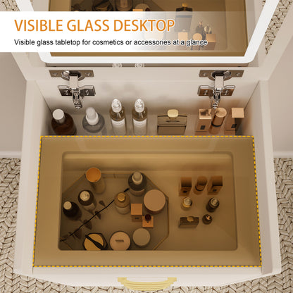 Compact Makeup Vanity for Bedroom with Lift-Top Mirror