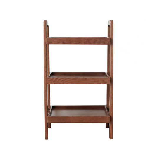 Walnut Finish Entryway Shoe Bench with 3-Tier Wood Rack
