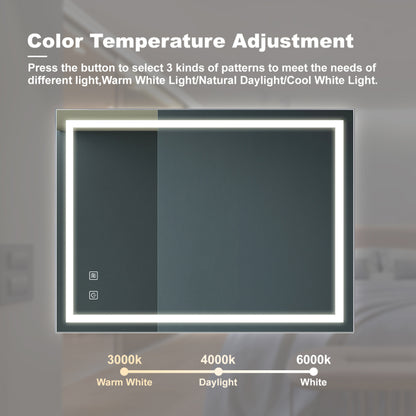 Modern Bathroom LED Vanity Mirror 32x24, Anti-Fog, Dimmable