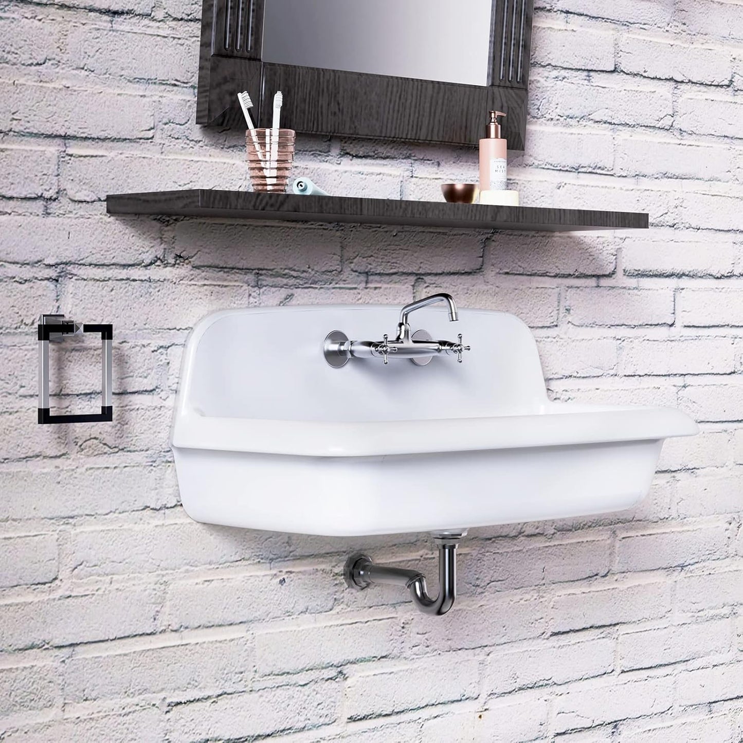 ELLAI Farmhouse Wall-Mount Laundry Sink, 36-Inch High-Back