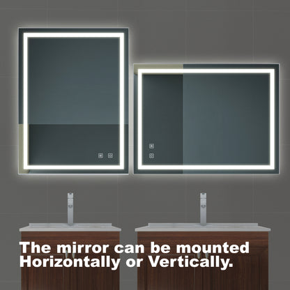 Modern Bathroom LED Vanity Mirror 32x24, Anti-Fog, Dimmable