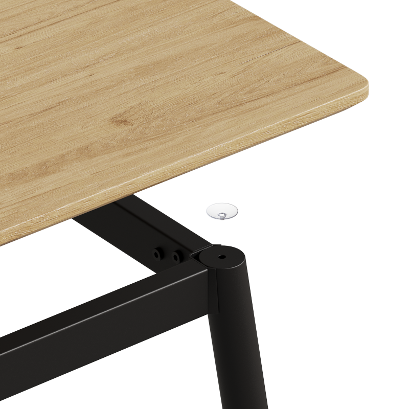 Modern Minimalist Dining Table for Kitchen, Black Metal Legs