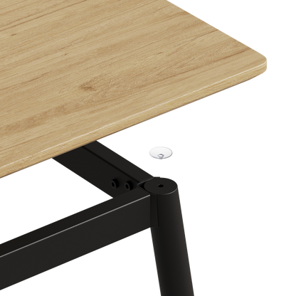 Modern Minimalist Dining Table for Kitchen, Black Metal Legs