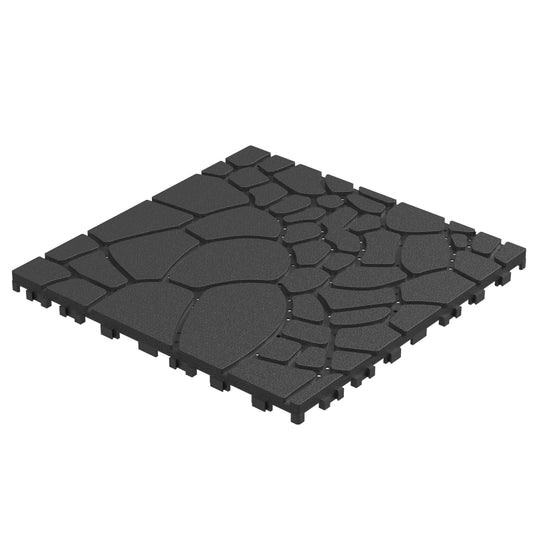 Stone-Texture Patio Deck Tiles for Porch & Balcony, DIY Snap