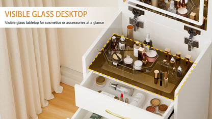Compact Makeup Vanity for Bedroom with Lift-Top Mirror