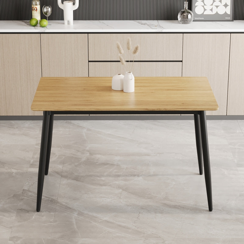 Modern Minimalist Dining Table for Kitchen, Black Metal Legs