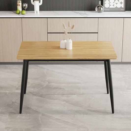 Modern Minimalist Dining Table for Kitchen, Black Metal Legs
