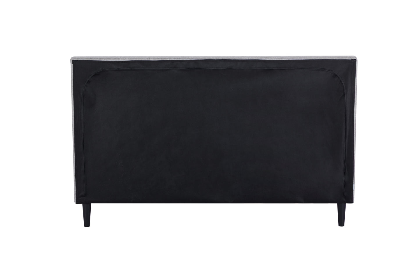 Eowynne Modern Bed Frame &ndash; Soft Grey Fabric &amp; Solid Wood Design