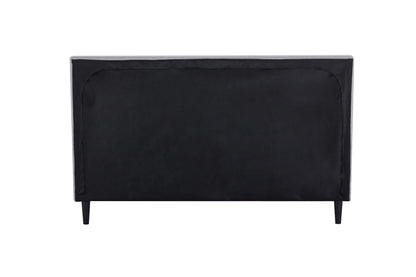 Eowynne Modern Bed Frame &ndash; Soft Grey Fabric &amp; Solid Wood Design