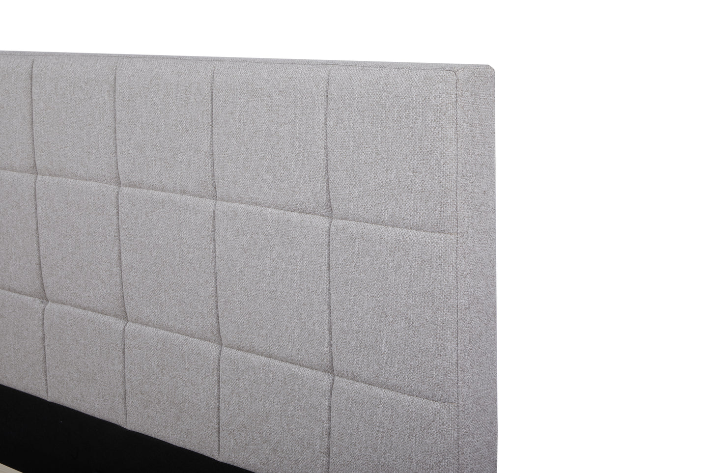 Eowynne Modern Bed Frame &ndash; Soft Grey Fabric &amp; Solid Wood Design