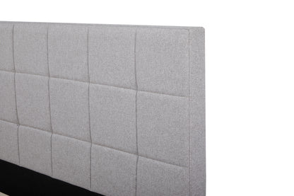 Eowynne Modern Bed Frame &ndash; Soft Grey Fabric &amp; Solid Wood Design