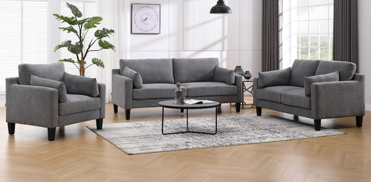 Asha Sofa Dark Grey With Wooden Leg