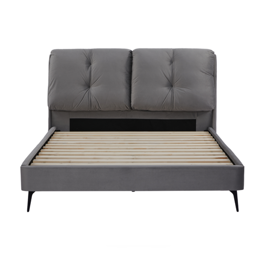 Zephryn Bed Frame &ndash; Solid Wood Structure with Metal Legs