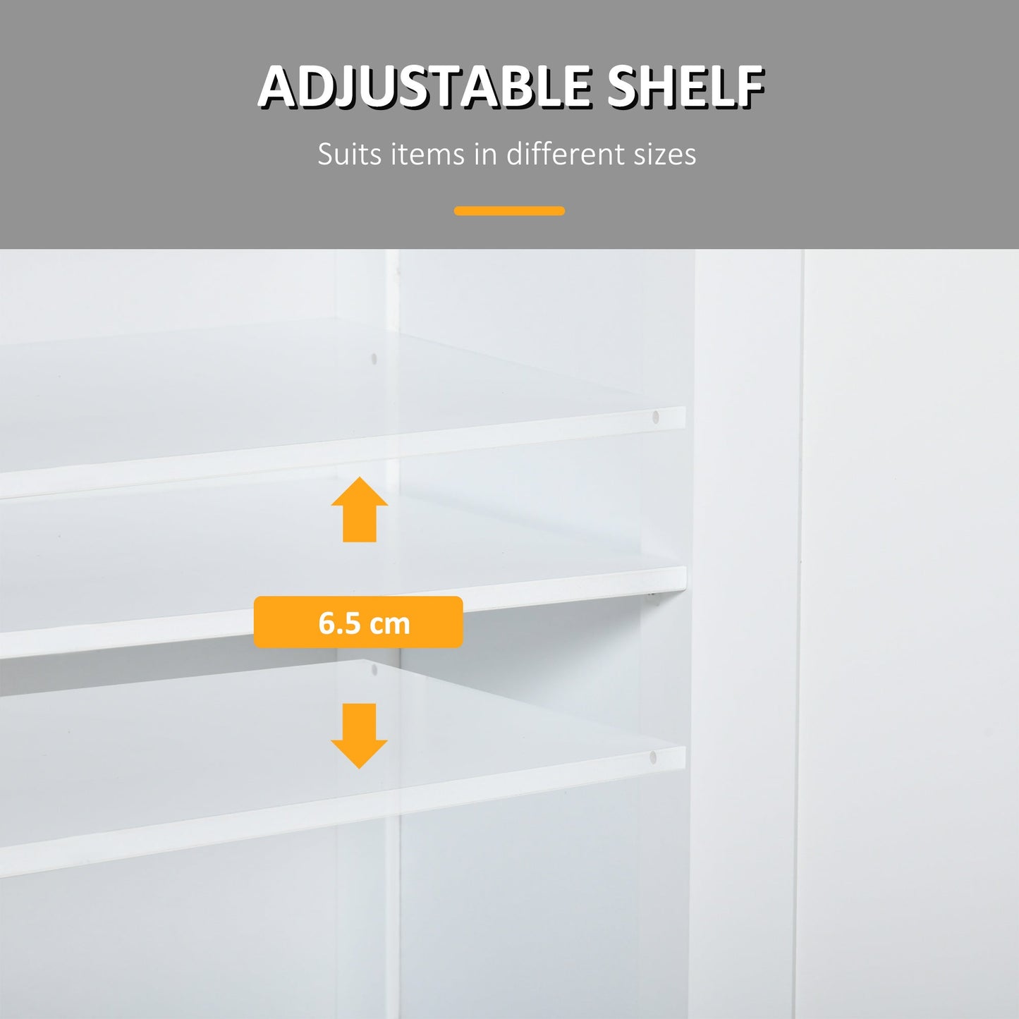 Kleankin Modern White Bathroom Cabinet with Adjustable Shelf