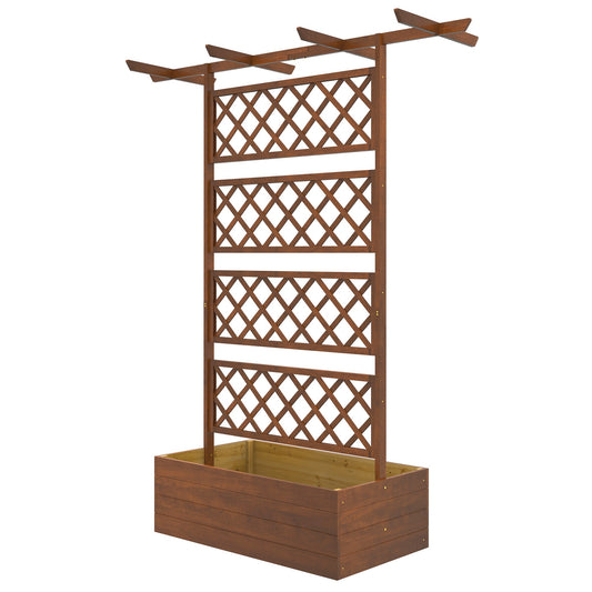 Outsunny Wooden Trellis Planter for Patio, Climbing Support
