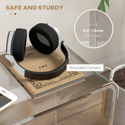 HOMCOM Clear Acrylic End Table, Small-Space Storage