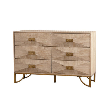 Modern Light Wood Dresser & TV Stand for Bedroom, 6 Drawers