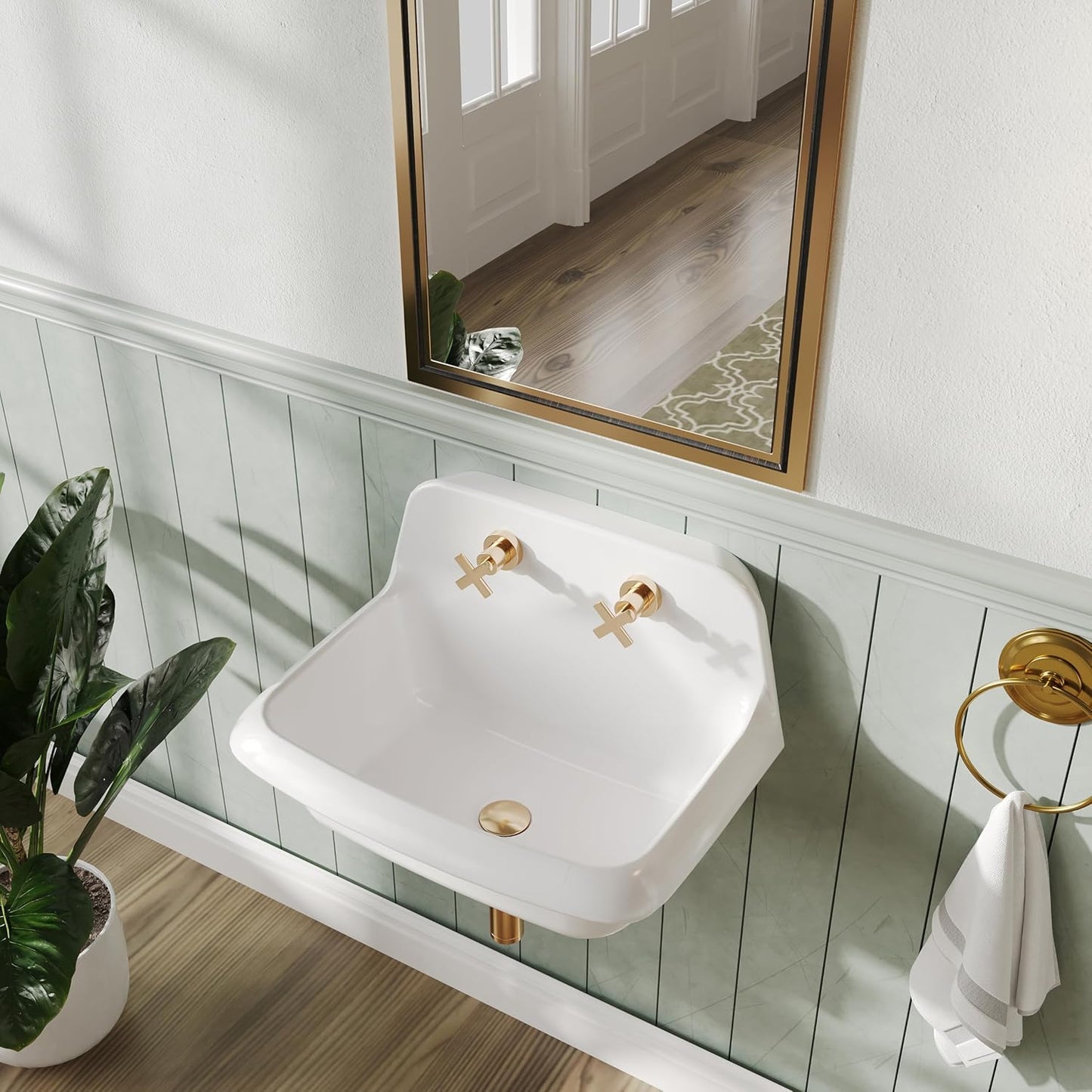 ELLAI Farmhouse Wall-Mount Laundry Sink with High Back