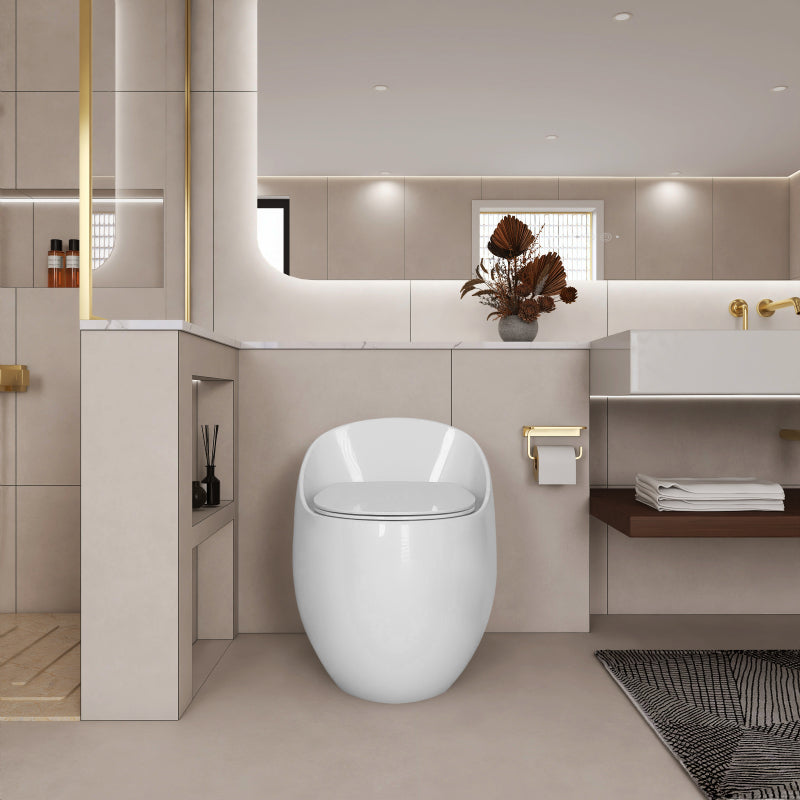 Modern Egg-Shape Bathroom Toilet, Water-Saving 1.28 GPF