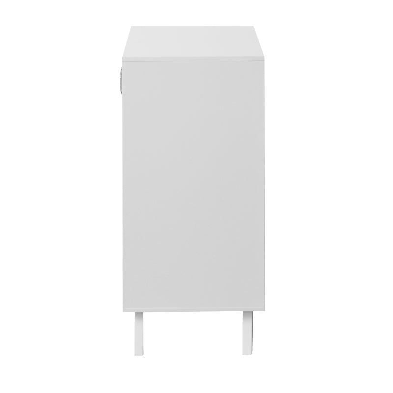 Modern Glass-Door Living Room Cabinet with Adjustable Shelf