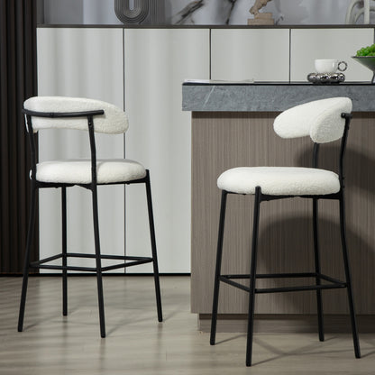 Cozy Teddy Fabric Counter Stool, Kitchen Island, Black Base
