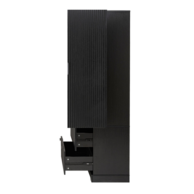 Modern Fluted Kitchen Pantry Cabinet, Drawers & Spice Racks
