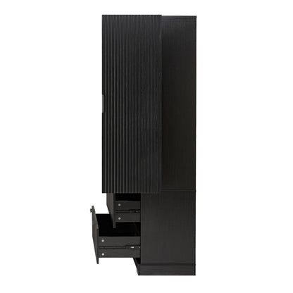 Modern Fluted Kitchen Pantry Cabinet, Drawers & Spice Racks