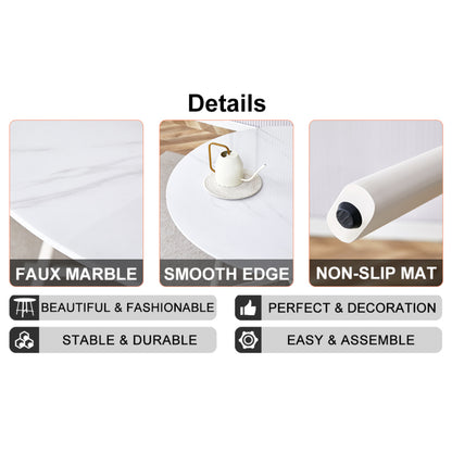 Modern Round Dining Table, Dining Room, 42-Inch White Top