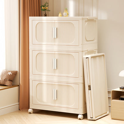 Modern Cream Folding Storage Cabinet for Entryway