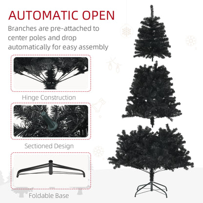 HOMCOM Black 9ft Christmas Tree for Holiday Decor, Auto-Open