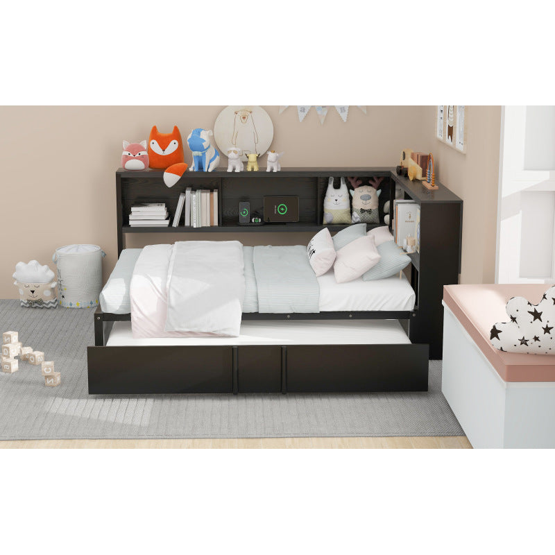 Modern Metal Daybed w/ Trundle, Guest Room Storage & USB