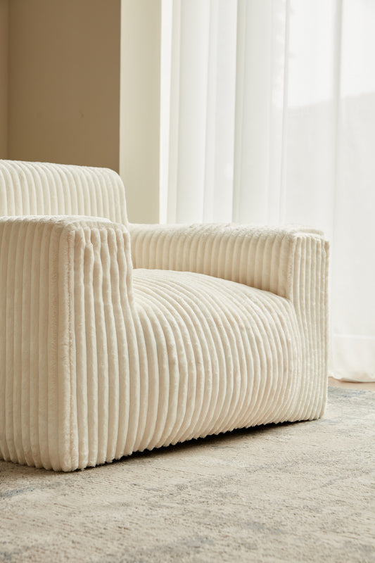 MAXYOYO Giant Bean Bag Chair for Adults, Upholstered Floor Sofa with Pillows and Armrests, Large Bean Bag Sofa Plush Chair Bean Bag Couch for Bedroom Living Room, White