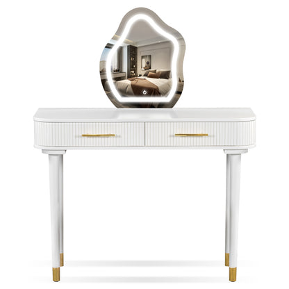 Modern Vanity Set for Bedroom with Touch LED Mirror, 2 Drawers