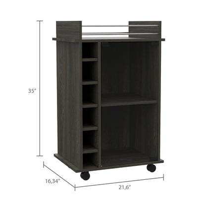 Dukat Espresso Bar Cart for Home, 6-Bottle Rack, Rolling