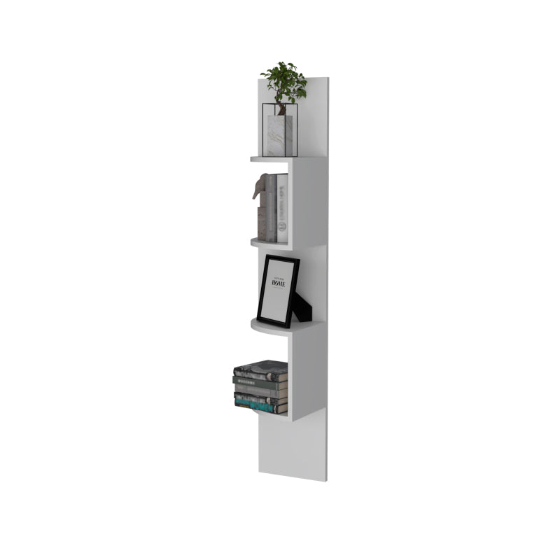 Rosebud Modern Corner Floating Shelf, Living Room 4-Tier