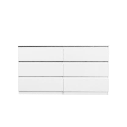 Modern 6-Drawer Double Dresser for Bedroom, Sleek White