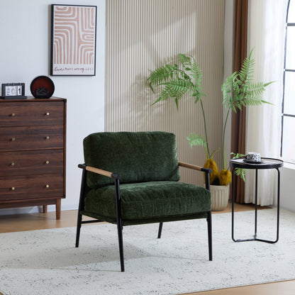 Modern Accent Chair for Living Room, Plush Seat & Wood Arms