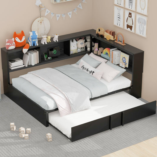 Modern Metal Daybed w/ Trundle, Guest Room Storage & USB